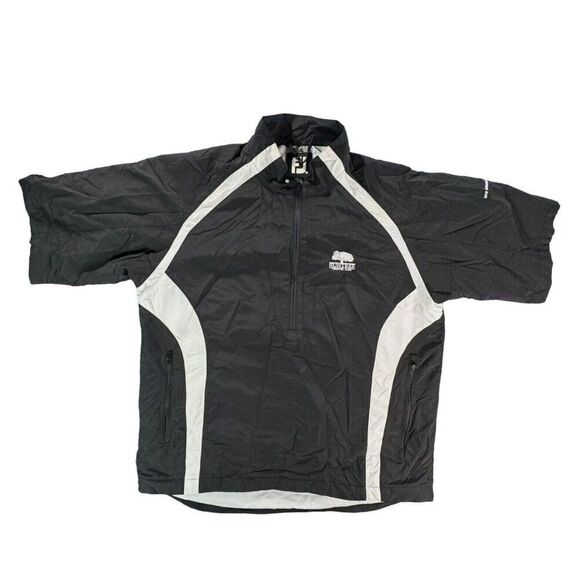 FJ‎ FootJoy Windbreaker Mens M Black Windshirt Half Zip Golf Short Sleeve Jacket - Picture 1 of 10